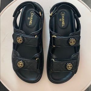 🚫SOLD CHANEL* Black & Gold* Sandals